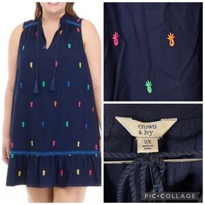 crown and ivy embroidered dress Mini Tiara Dress in Green Velvet 3T main image 1